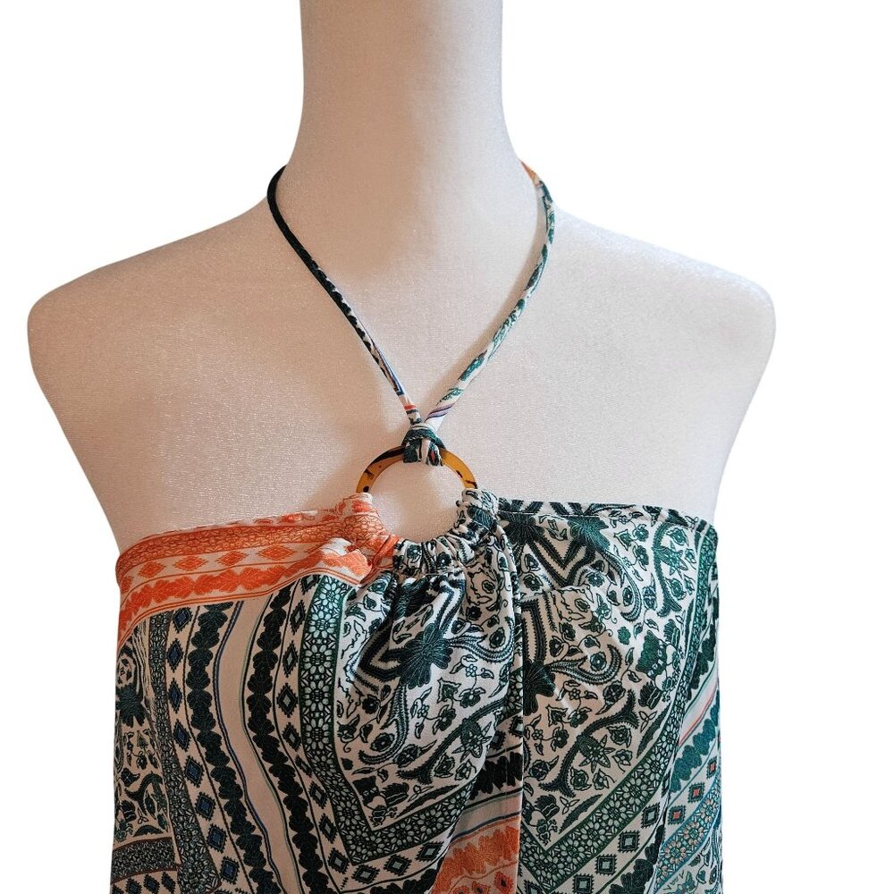 Anthropologie Split Halter Swim Cover Up Maxi Top With Boho Pattern - Picture 3 of 15